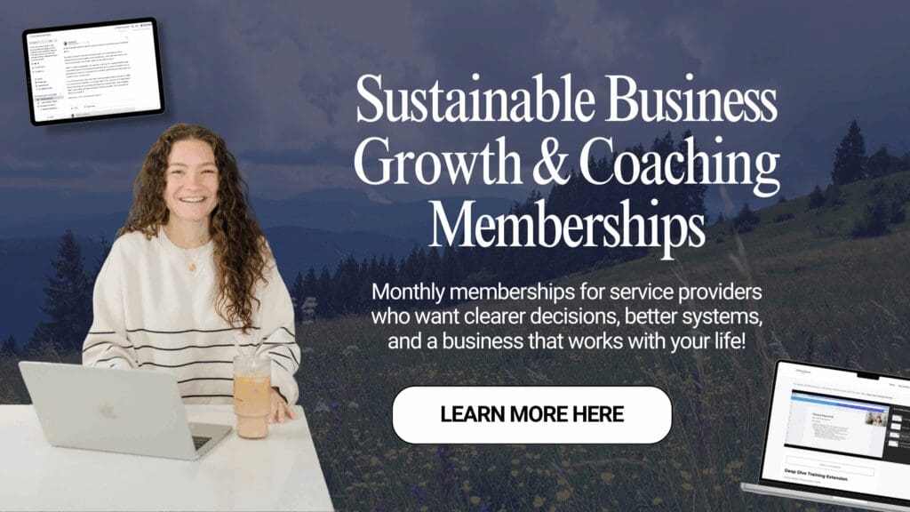 Sustainable business growth memberships for service based businesses.